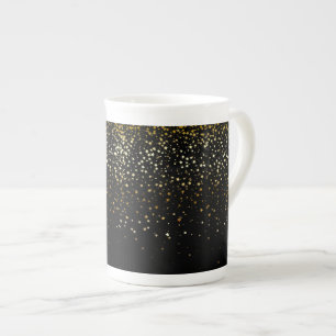 Bone China Mug-Petite Golden Stars-Noir Mug