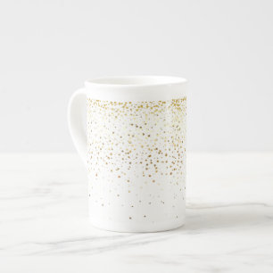 Bone China Mug-Petite Golden Stars-White Mug