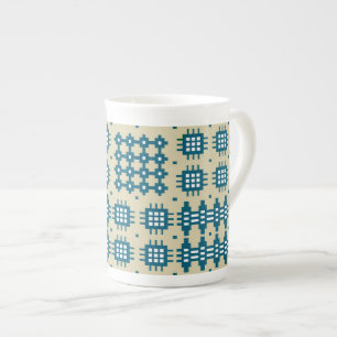 Bone China Mug Welsh Tapestry Pattern, Navy