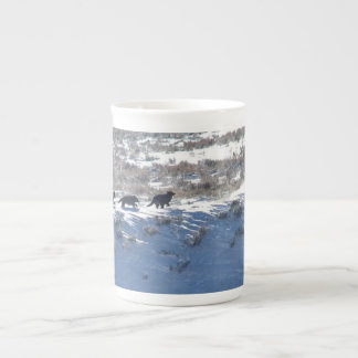 Bone China - Yellowstone Lamar wolf pack run Mug