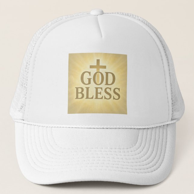 Boné Cristão God Bless – Fé e Estilo Trucker Hat (Front)