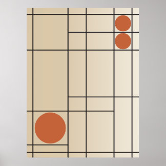 Bone Drift No. 1 Beige + Terracotta Geometric Art Poster