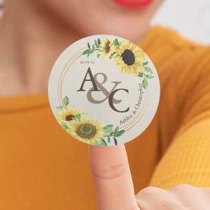 Bone • Elegant Modern Wedding Classic Round Sticker