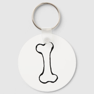 Bone - fun line drawing art symbol logo design key ring