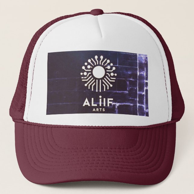 Bone Geometrical Logo Allif Arts **tie-dye** Trucker Hat (Front)