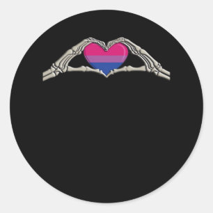 Bone Hands Heart Bisexual Goth Classic Round Sticker