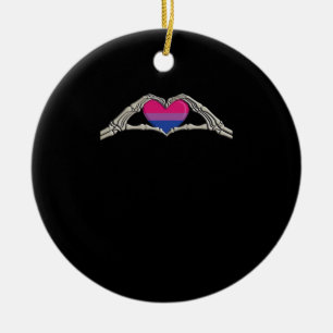 Bone Hands Heart Bisexual Goth Minimal Design Ceramic Tree Decoration
