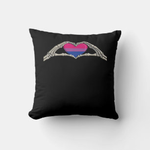 Bone Hands Heart Bisexual Goth Minimal Design Cushion