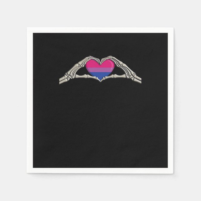 Bone Hands Heart Bisexual Goth Napkin (Front)