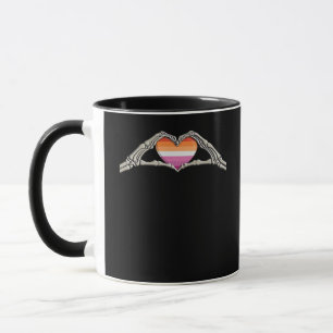 Bone Hands Heart Lesbian Goth Mug