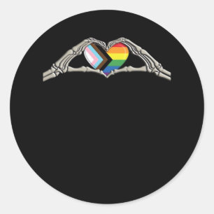Bone Hands Heart Pride Progress Classic Round Sticker