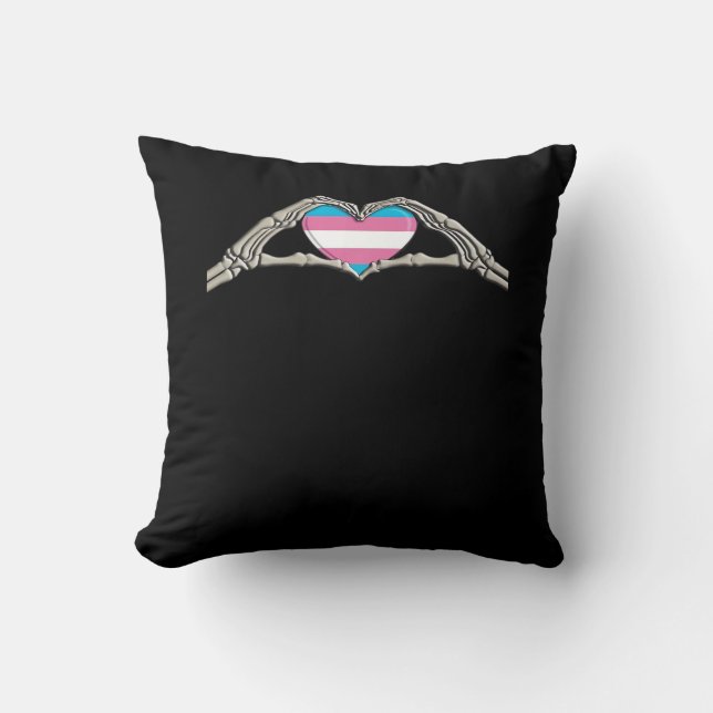 Bone Hands Heart Transgender Goth Cushion (Front)