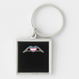 Bone Hands Heart Transgender Goth Minimal Style Key Ring