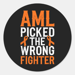 Bone Marrow Orange Ribbon Acute Myeloid Leukaemia Classic Round Sticker