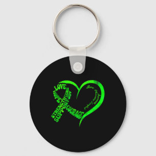 Bone Marrow Transplant Awareness Ribbon Words Gree Key Ring
