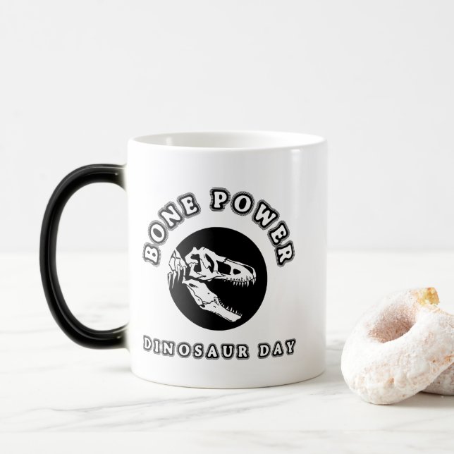 Bone Power - Dinosaur Day Skull Design Magic Mug (With Donut)
