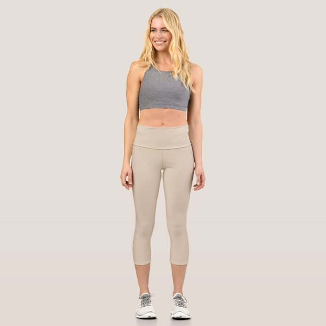 Bone Solid Plain Colour Capri Leggings (Front)