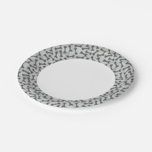 Bone Texture Pattern Greyscale Paper Plate