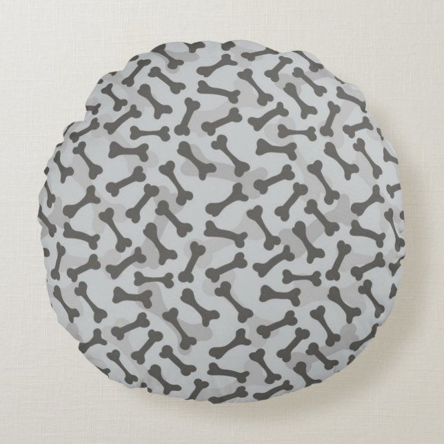 Bone Texture Pattern Greyscale Round Cushion (Front)