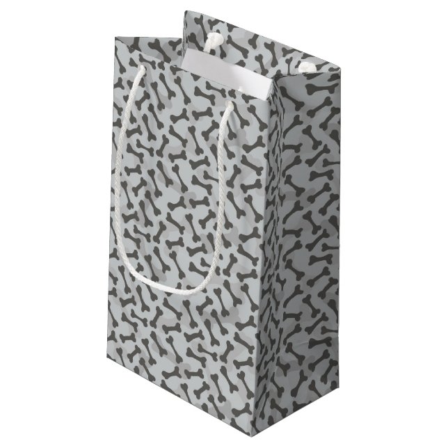 Bone Texture Pattern Greyscale Small Gift Bag (Back Angled)