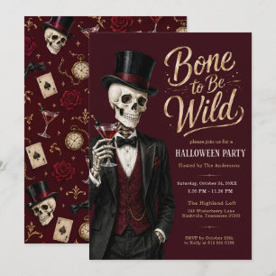 Bone to Be Wild Halloween Party Invitation