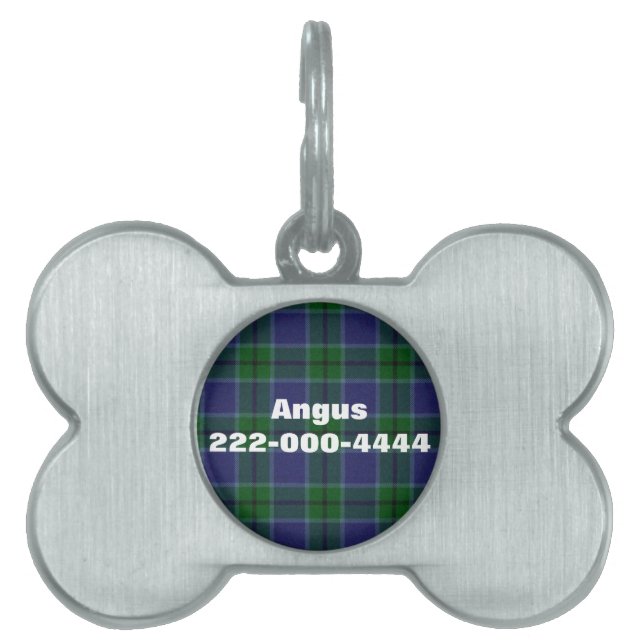 Bone With Plaid Pet ID Tag (Front)