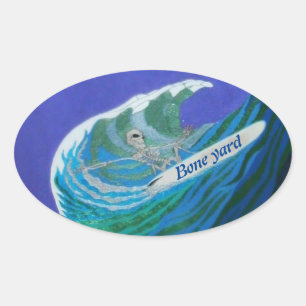 Bone yard surfer oval sticker