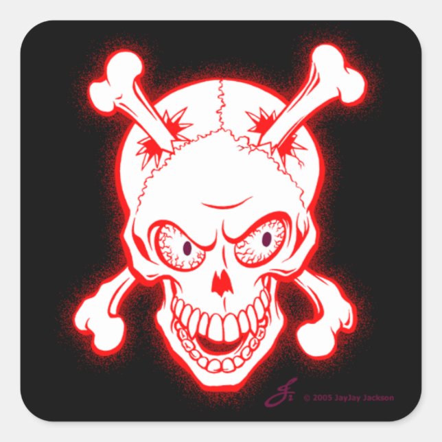 Bonehead Skull Square Sticker (Front)