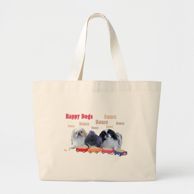 Bones Happy Dogs Large Tote Bag (Front)