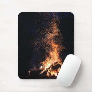 Bonfire at Night in Camp Mouse Pad