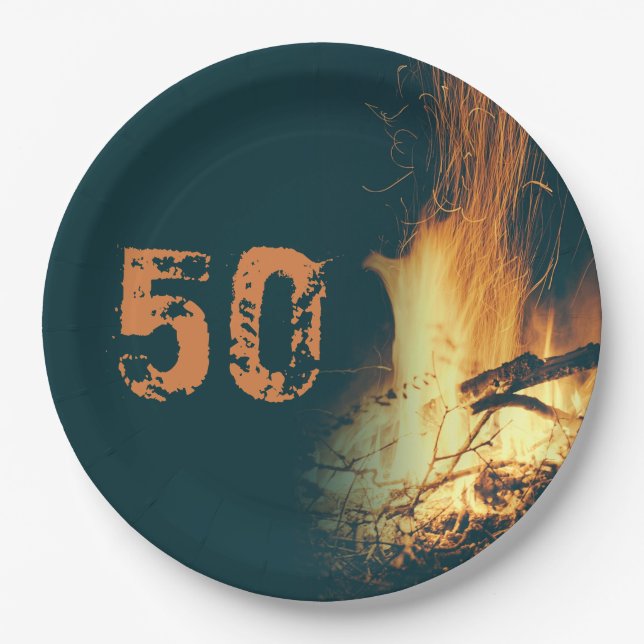 Bonfire Backyard Birthday Party Paper Plate (Front)