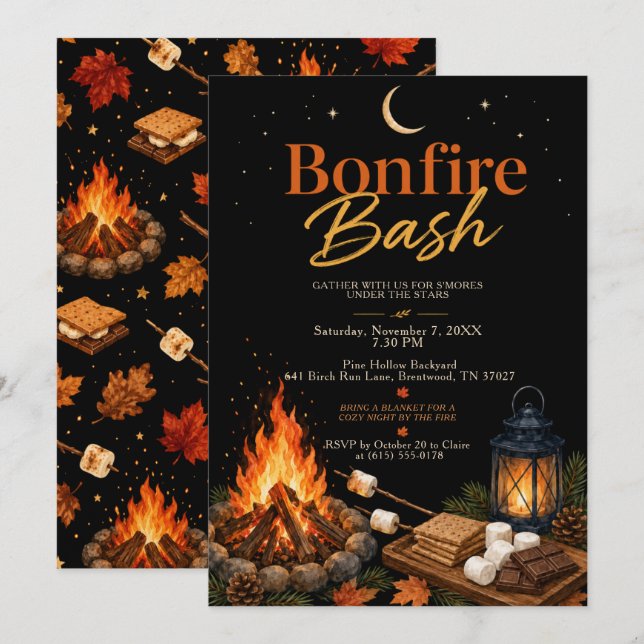 Bonfire Bash Invitation (Front/Back)