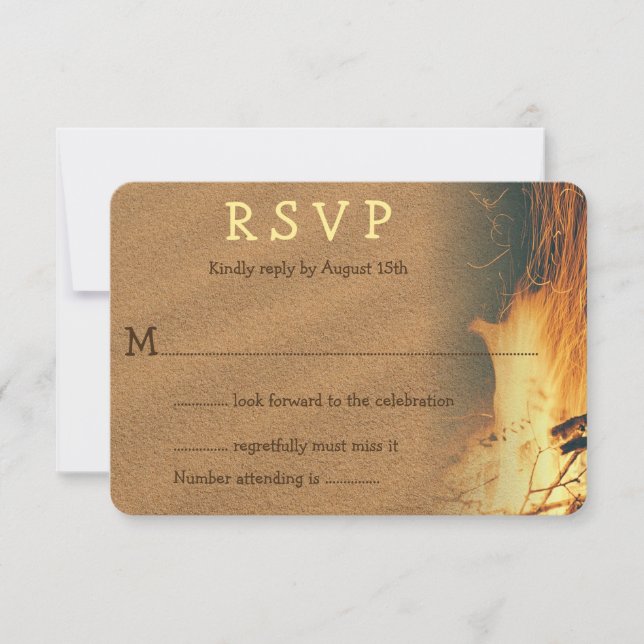 Bonfire Beach Wedding RSVP Enclosure Invitation (Front)