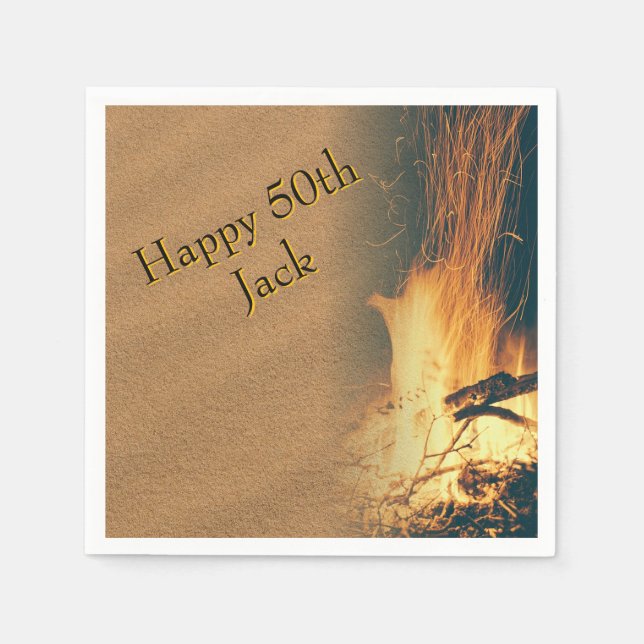 Bonfire Birthday Party Napkins With Text (Front)