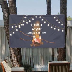 Bonfire & Camping Outdoor Campfire Birthday Party Banner
