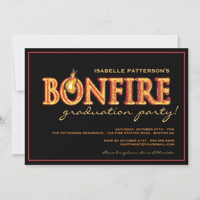 Bonfire Flames Graduation Party Invitation (Front)