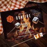 Bonfire Marshmallow Roast 16th Birthday Party Invitation<br><div class="desc">The flames are lit in this birthday party design and ready for you to toast the marshmallows.  Simply personalise with your bonfire party details.  Design by Holiday Hearts Designs (all rights reserved).</div>