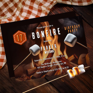 Bonfire Marshmallow Roast 17th Birthday Party Invitation