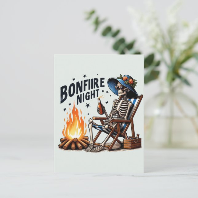 Bonfire Night - Beach Camping (2) Holiday Postcard (Standing Front)