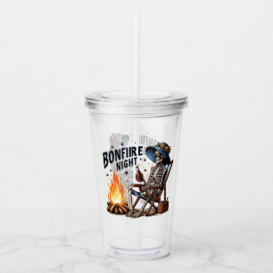Bonfire Night - Skeleton Drinking by the Fire Acrylic Tumbler