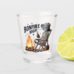 Bonfire Night - Skeleton Drinking by the Fire Shot Glass