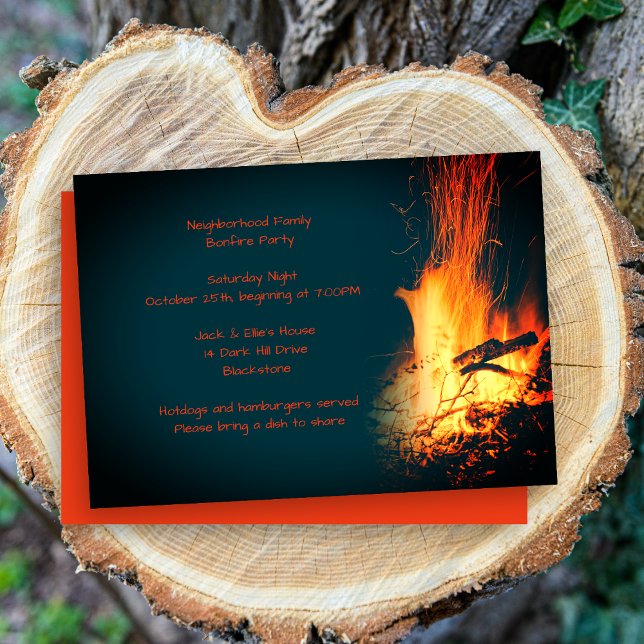 Bonfire Nighttime Party Celebration Outdoor Invitation (Creator Uploaded)