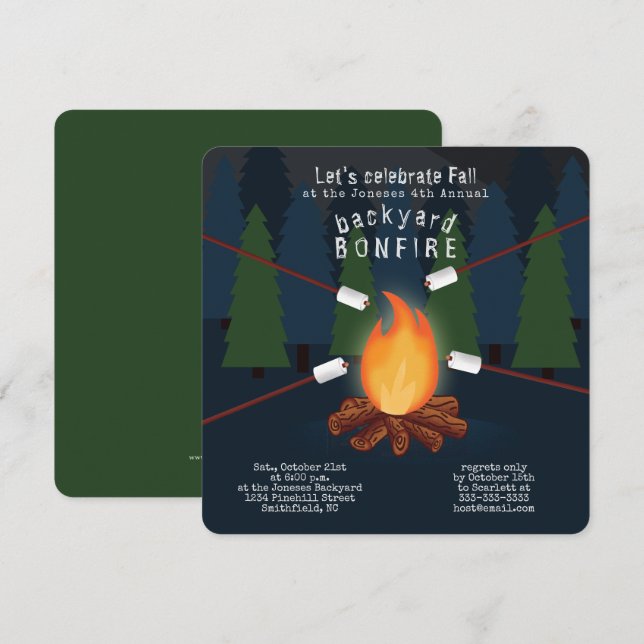 Bonfire Party Invitation (Front/Back)