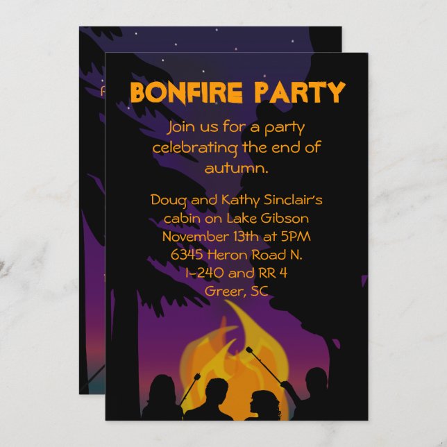 Bonfire Party Invitation (Front/Back)
