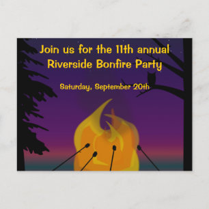 Bonfire Party Postcard Invitation