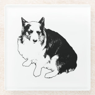 Bonfire Rim Corgi Glass Coaster