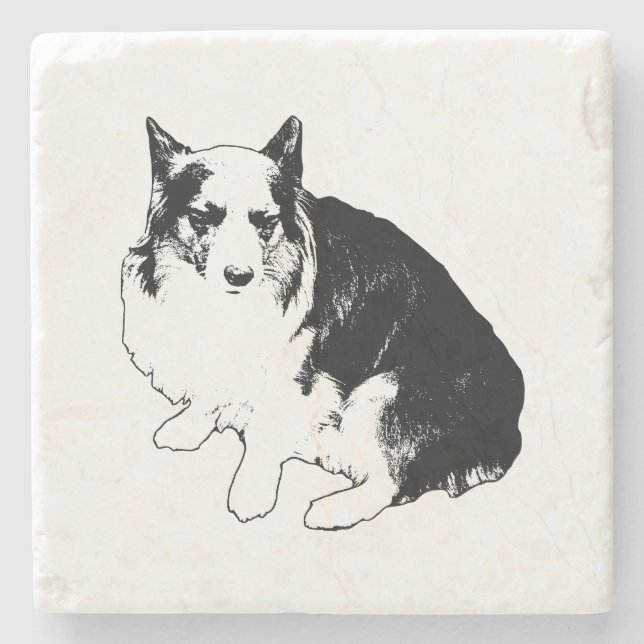 Bonfire Rim Corgi Stone Coaster (Front)