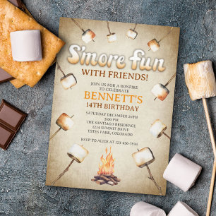 Bonfire Smores Birthday Invitation