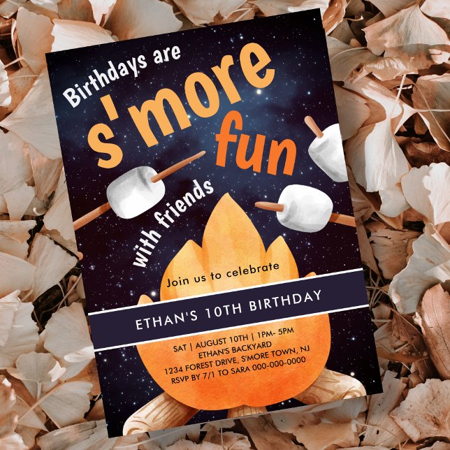 Bonfire S'mores Camping Birthday Invitation (Creator Uploaded)