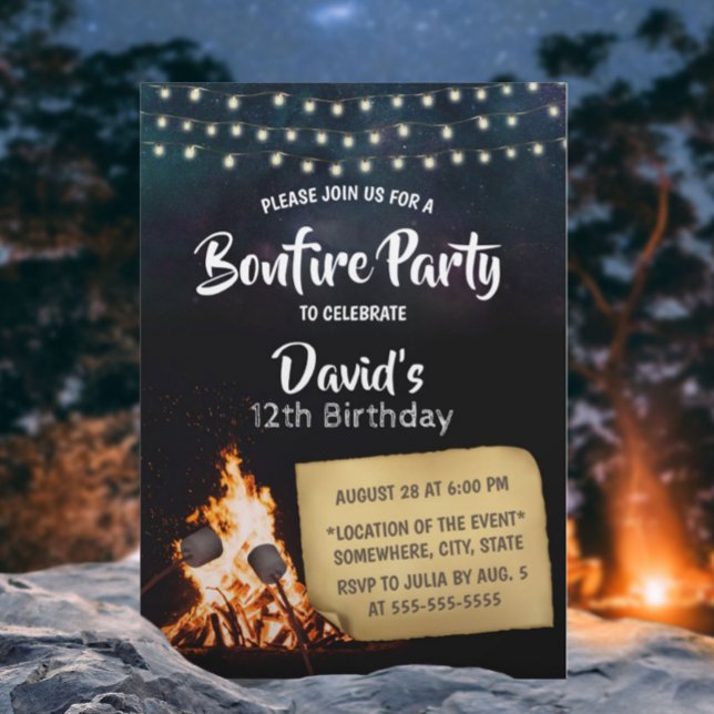 Bonfire & S'mores Camping Birthday Party Invitation (Creator Uploaded)